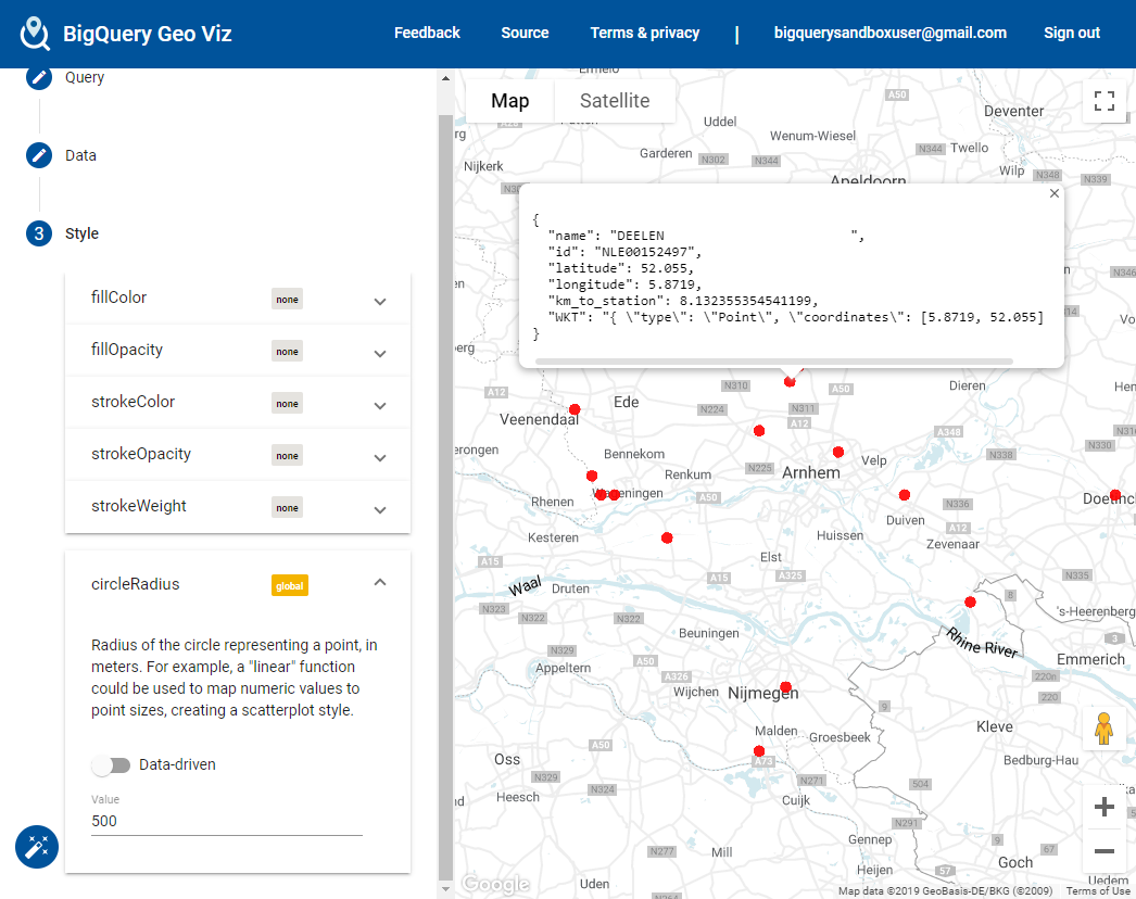 BigQuery Geo Viz Results